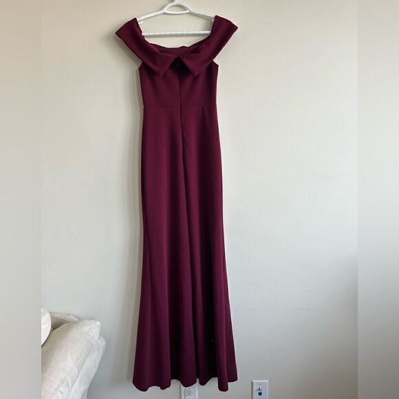 Lulu's Aveline Burgundy Off-the-Shoulder Maxi Dress - Picture 3 of 11